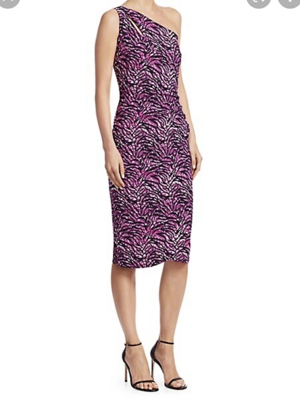 Chiara Boni One-Shoulder Purple Zebra-Print Sheath Dress 42